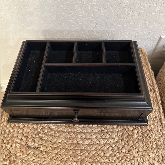 Bombay Company Wooden Valet Organizer with Drawer – Classic Black Finish - Picture 3 of 9